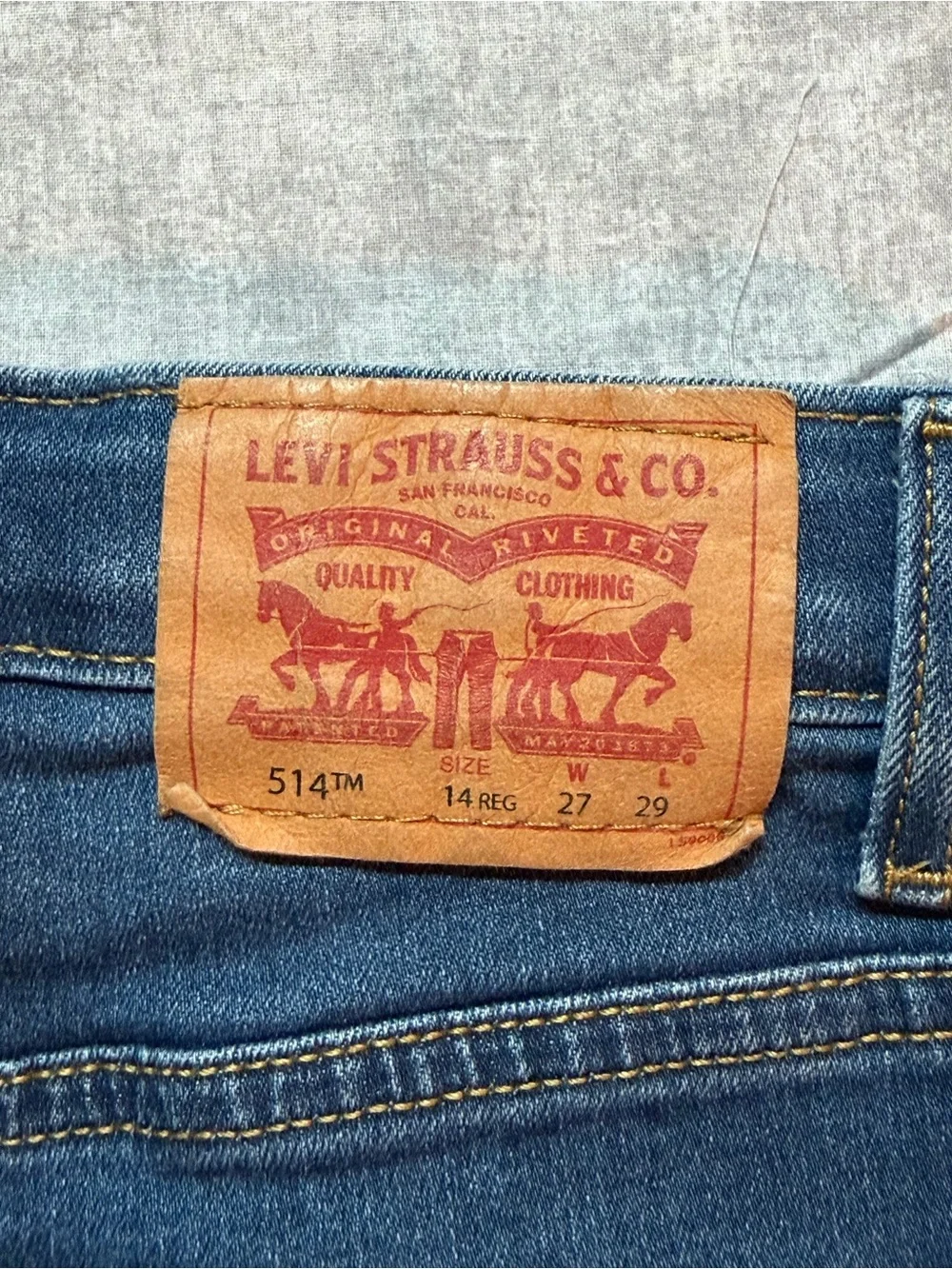 Levi's 514 Regular Fit Straight Medium Wash Denim Stretch Boys Jeans 14 27x29